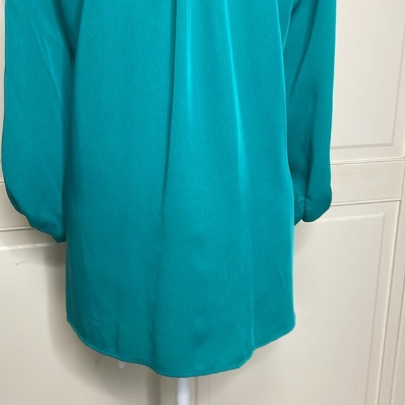 Laura Scott Woman Teal Blouse Tunic Size 3X Button Down Collarless Top Plus - Picture 9 of 11